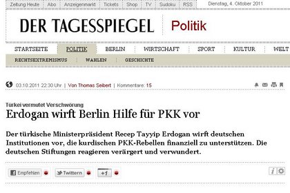 Tagesspiegel: Erdoğan, Berlin'i PKK'ya yardım etmekle suçluyor
