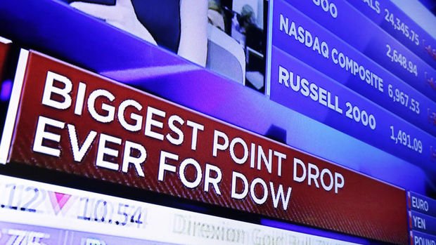 Dow Jones tarihinin en büyük puan bazında düşüşünü gerçekleştirdi