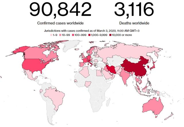 Koronavirus Dunya Genelinde Virus Bulasan Kisi Sayisi 90 000 I Asti Bloomberg Ht