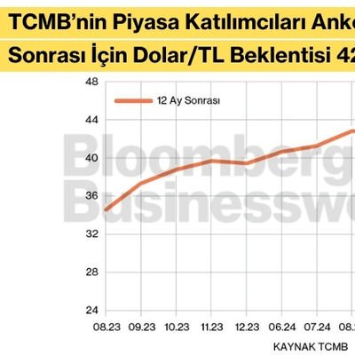 TCMB Piyasa Katılımcıları Anketi'nde 12 Ay Sonrası İçin Dolar/TL Beklentisi 42,03 Lira Oldu