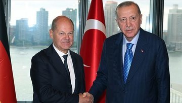 Erdoğan Almanya Başbakanı Olaf Scholz ile görüştü