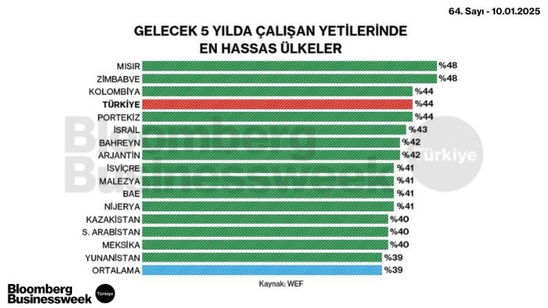 Gelecek 5 Yılda Çalışan Yetilerinde En Hassas Ülkeler