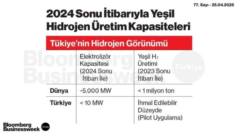 2024 Sonu İtibarıyla Yeşil Hidrojen Üretim Kapasiteleri
