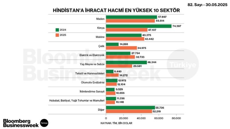 Hindistan'a İhracat Hacmi En Yüksek 10 Sektör