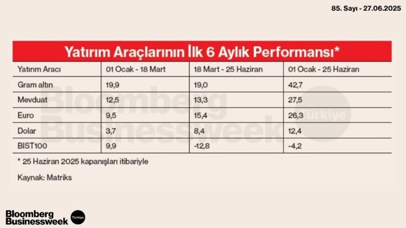 Yatırım Araçlarının İlk 6 Aylık performansı*