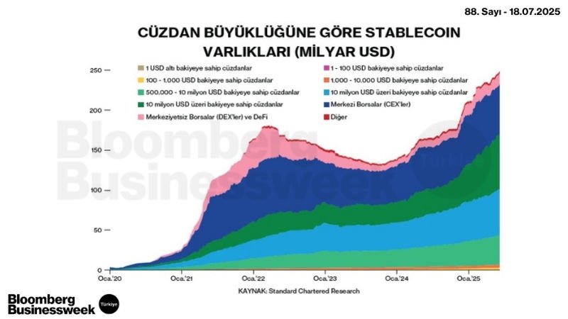 Cüzdan Büyüklüğüne Göre Stablecoin Varlıkları (Milyar USD)