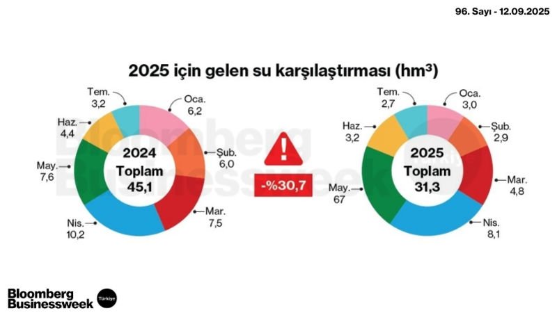 2025 İçin Gelen Su Karşılaştırması (hm3)