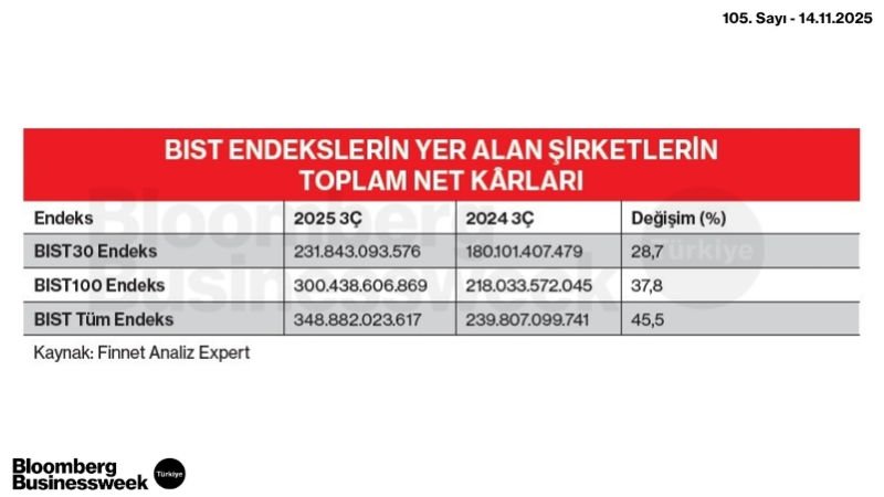BIST Endekslerin Yer Alan Şirketlerin Toplam Net Kârları