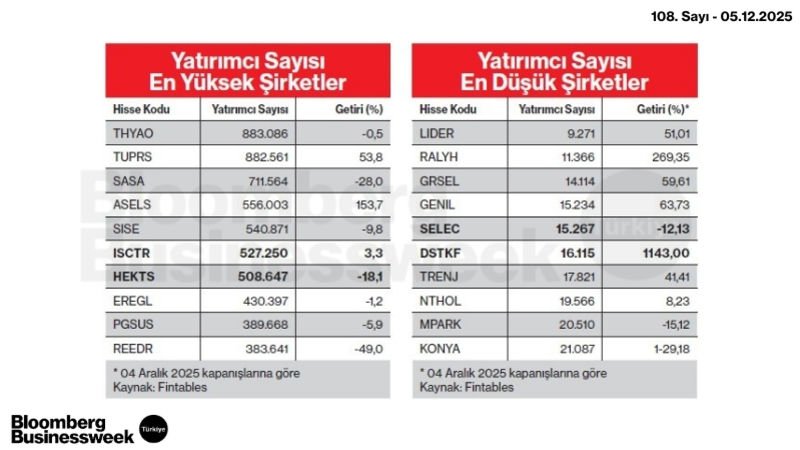 Yatırımcı Sayısı En Yüksek ve En Düşük Şirketler