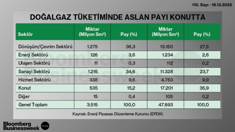 Doğalgaz Tüketiminde Aslan Payı Konutta