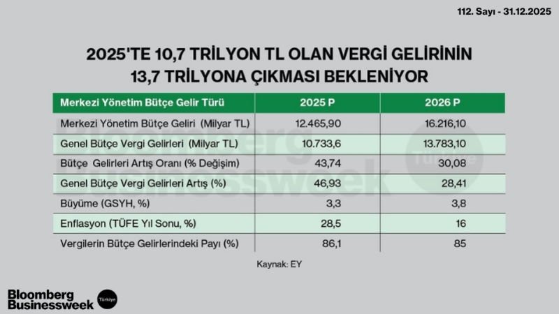 2025'te 10,7 Trilyon TL Olan Vergi Gelirinin 13,7 Trilyona Çıkması Bekleniyor
