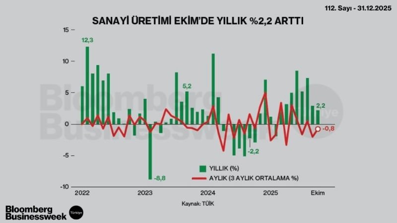 Sanayi Üretimi Ekim'de Yıllık %2,2 Arttı