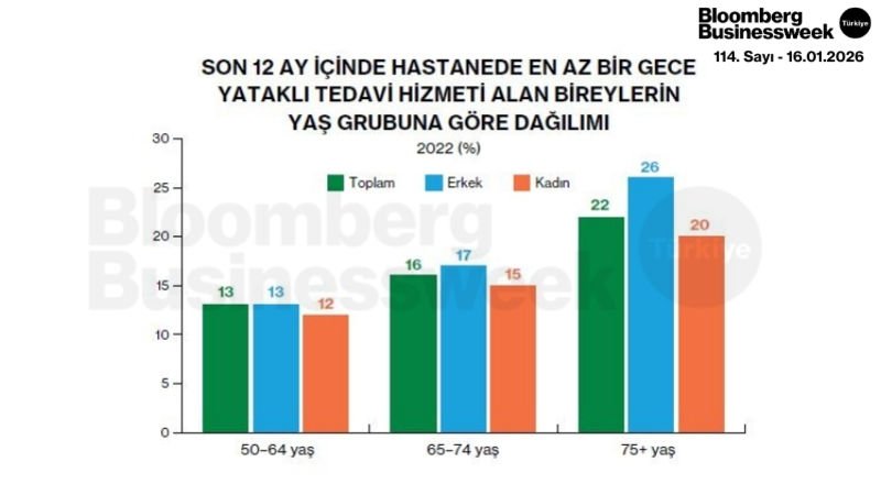 Son 12 Ay İçinde Hastanede En Az Bir Gece Yataklı Tedavi Hizmeti Alan Bireylerin Yaş Grubuna Göre Dağılımı