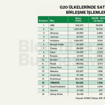 G20 Ülkelerinde Satın Alma ve Birleşme İşlemleri (2025)