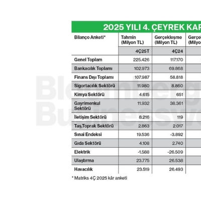 2025 Yılı 4. Çeyrek Kâr Tahminleri