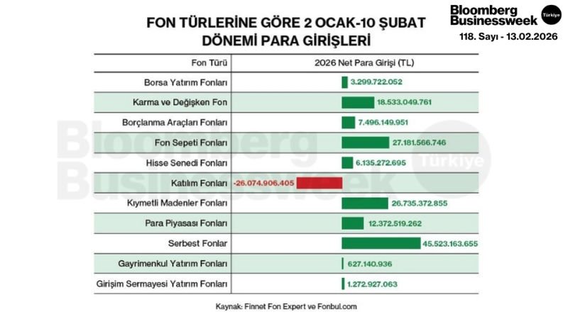 Fon Türlerine Göre 2 Ocak-10 Şubat Dönemi Para Girişleri