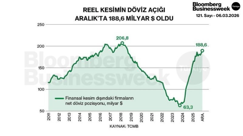 Reel Kesimin Döviz Açığı Aralık'ta 188,6 Milyon $ Oldu
