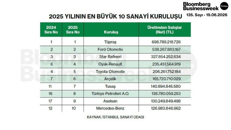 2025 Yılının En Büyük 10 Sanayi Kuruluşu