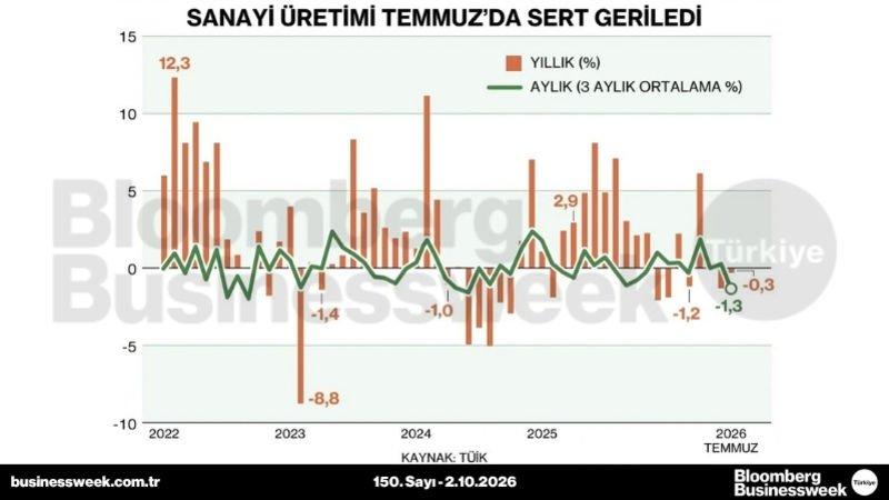 Sanayi üretimi Temmuz'da sert geriledi