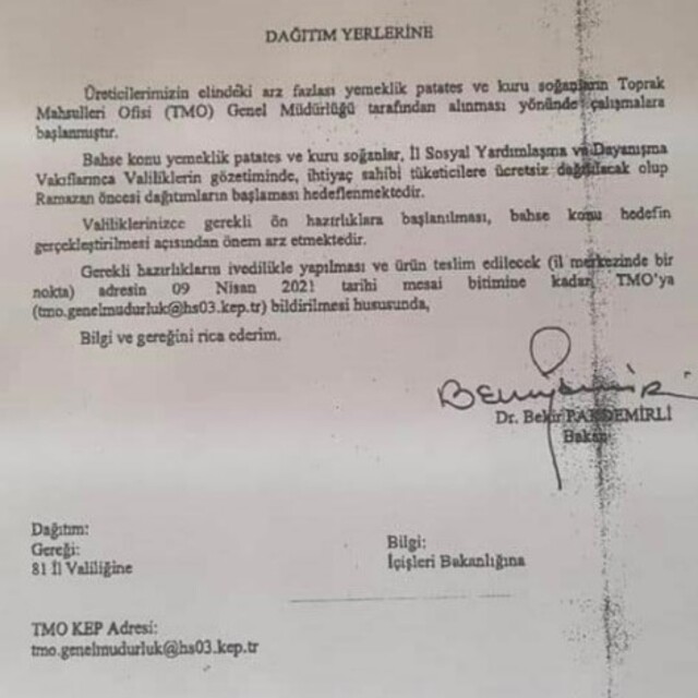 Elde kalan patates ve soğanın bir kısmını TMO alacak