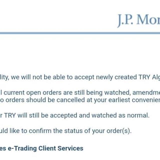 JP Morgan TL algo işlemleri için aracılık hizmetini sonlandırdı - 4 yıl önce