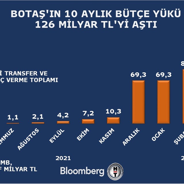 BOTAŞ'ın 10 aylık bütçe yükü 126 milyar TL'yi aştı