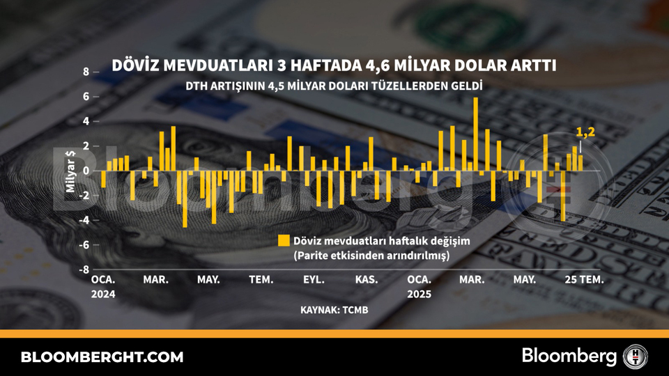 Dövi̇z mevduatları üç haftada 4,6 mi̇lyar dolar arttı