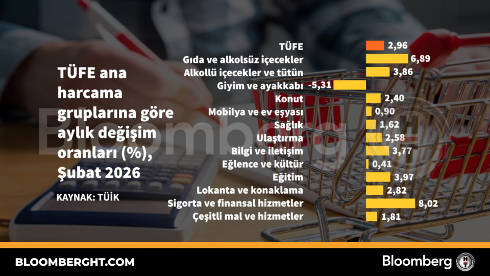 TÜFE ana harcama gruplarına göre aylık değişim oranları