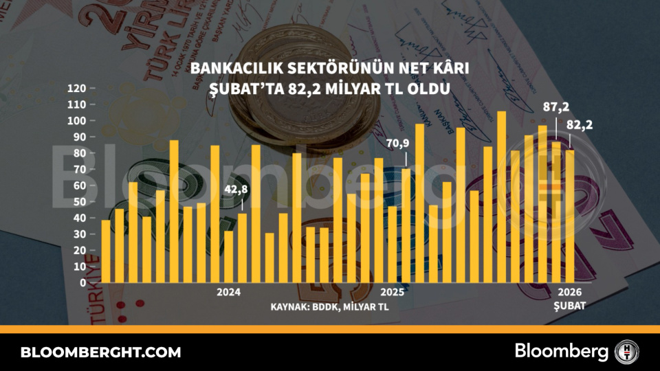 Bankacılık sektörünün net kârı Şubat'ta 82,2 milyar TL oldu