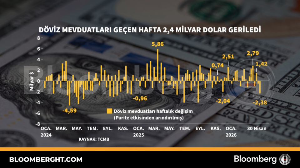 Döviz mevduatları geçen hafta 2,4 milyar dolar geriledi
