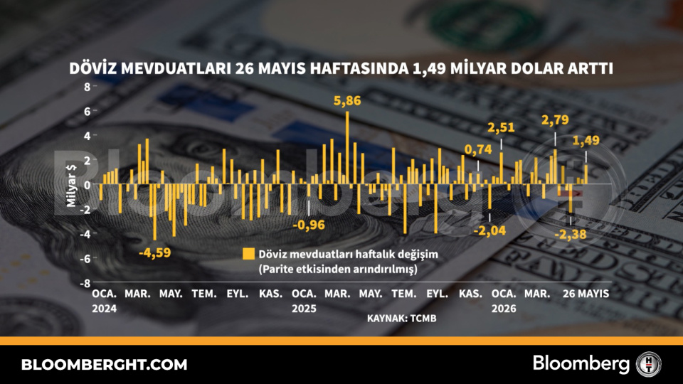 Döviz mevduatları 26 Mayıs haftasında 1,49 milyar dolar arttı