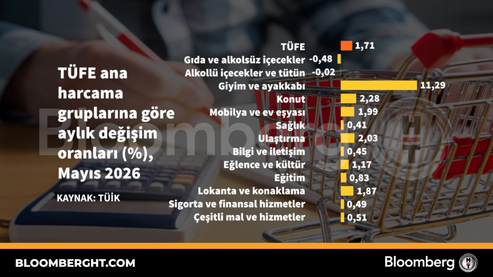 TÜFE ana harcama gruplarına göre aylık değişim oranları