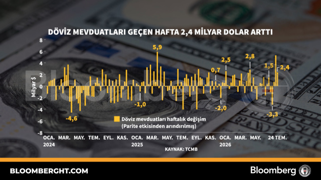 Döviz mevduatları geçen hafta 2,4 milyar dolar arttı