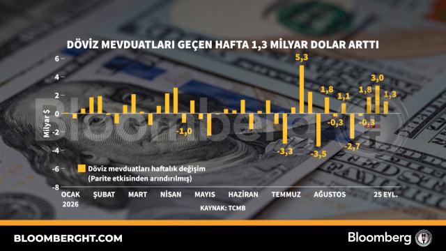 Döviz mevduatları geçen hafta 1,3 milyar dolar arttı
